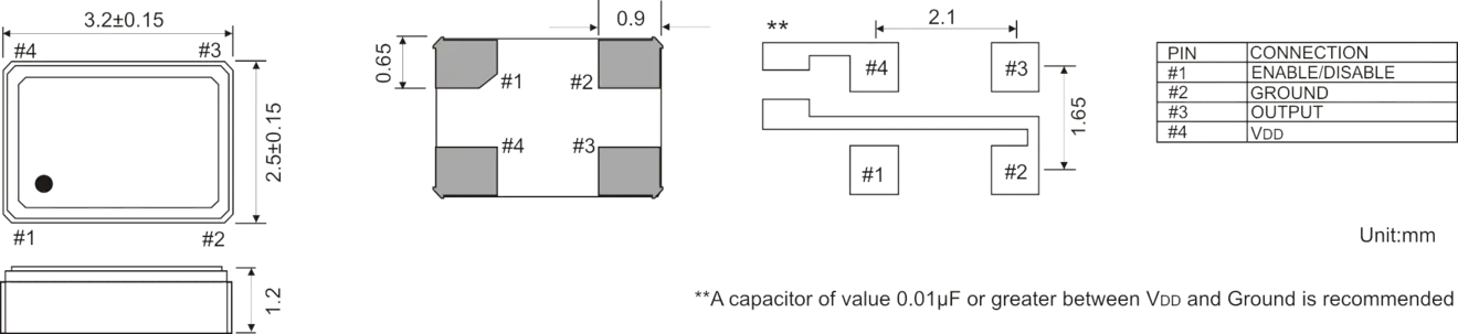 KERAMIK SPXO OSZILLATOR 3,2 x 2,5 mm 32.768 kHz