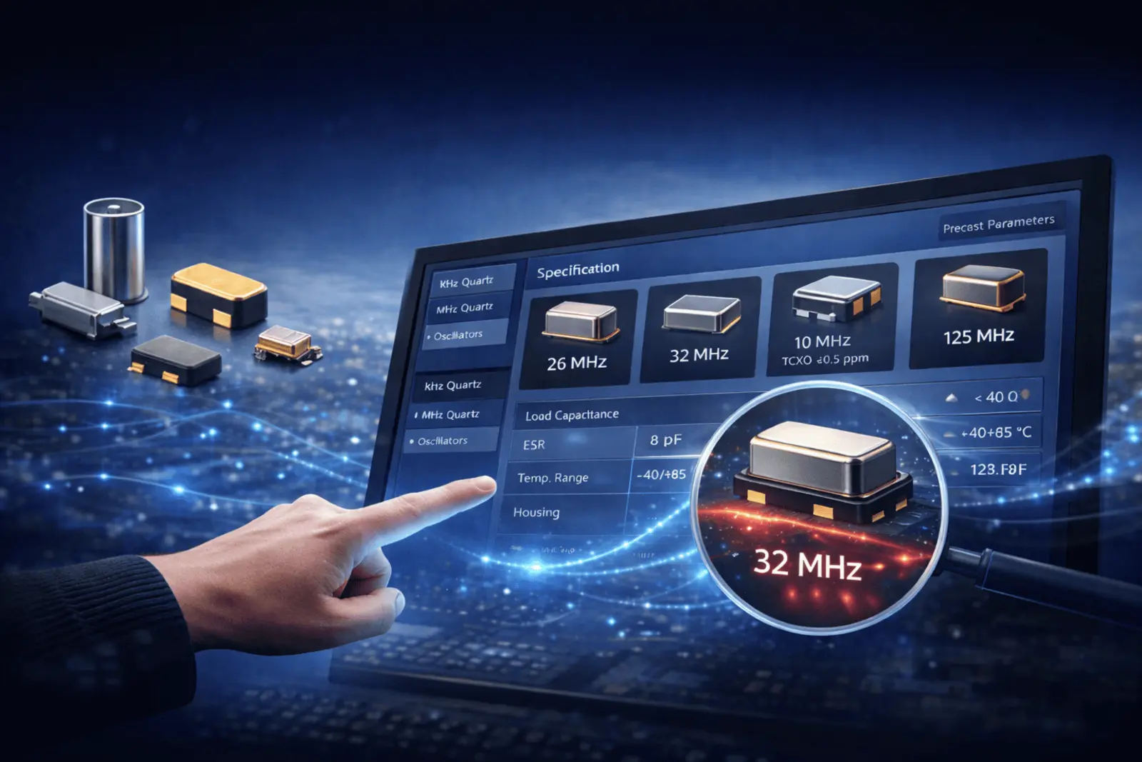 Zoek kwarts kristal oscillator